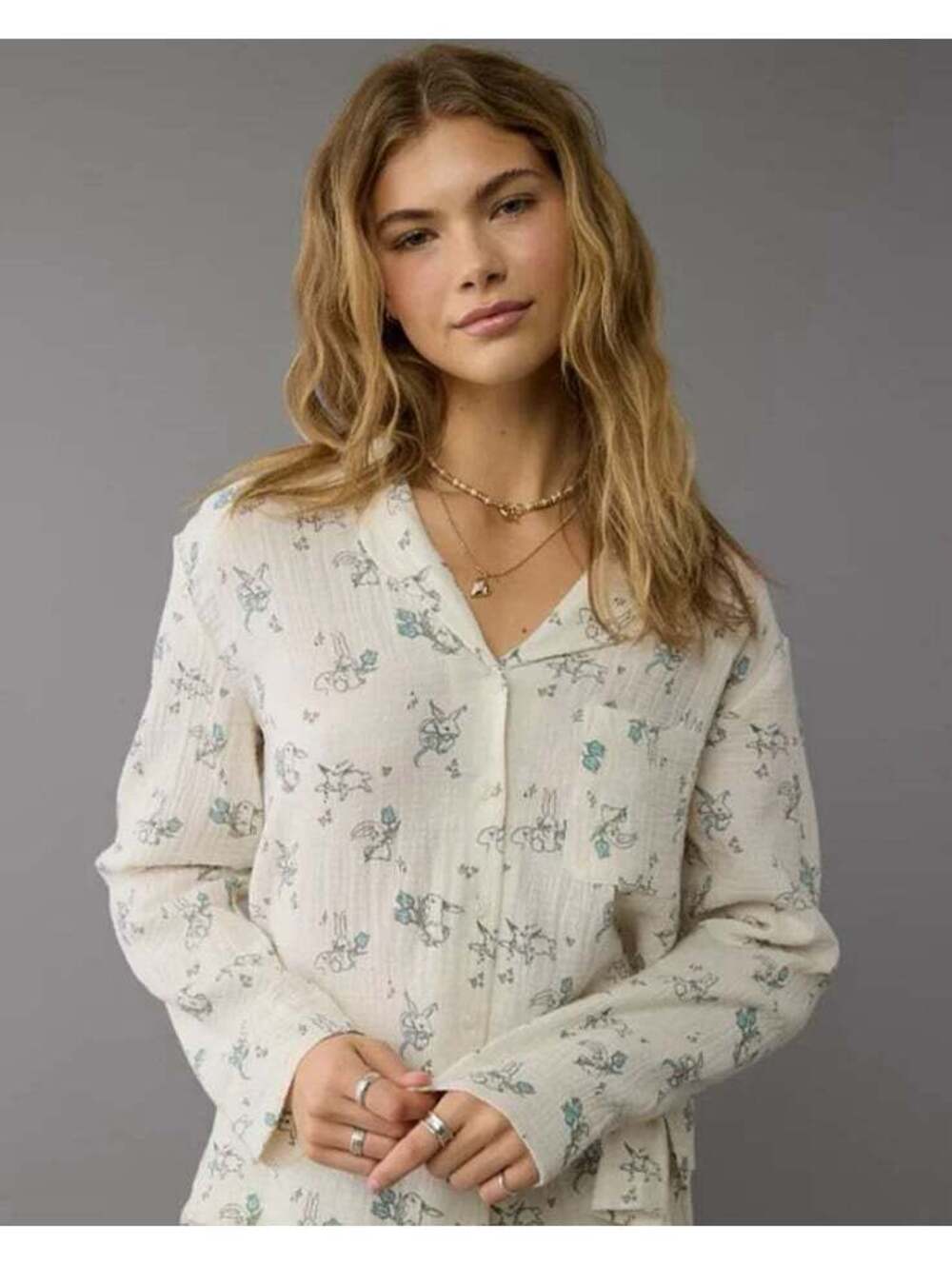 American eagle rabbit cotton gauze pajama set